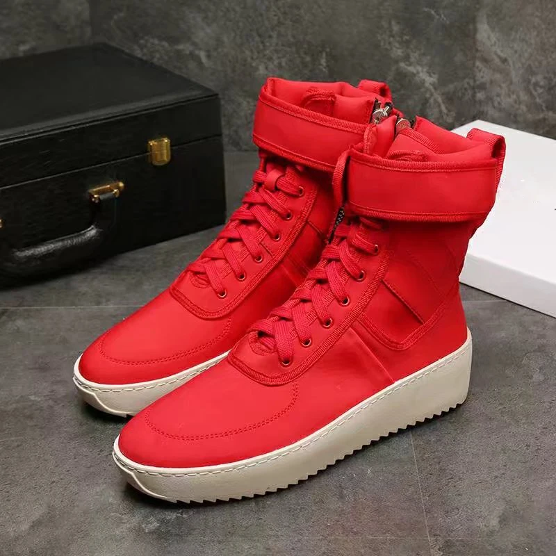 

2019 New Arrival Micholediys Handmade Mens Fashion Leather Laces up High-top Men's Motorcycle Shoes HIGH Platform shoes