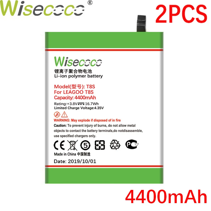 Wisecoco 4400 мАч 2 шт. BT 5508 T8S батарея для телефона Leagoo в наличии новейшее производство