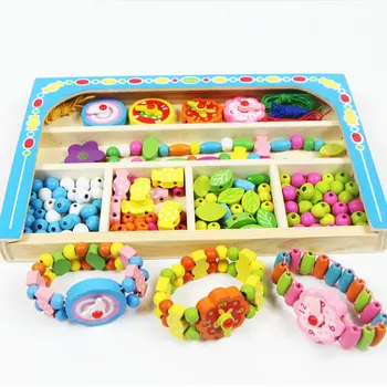 

Free shipping cartoon toy wooden decorations, beaded sawing toys, necklaces/watches, Children's Jewelery Making Utilities toy
