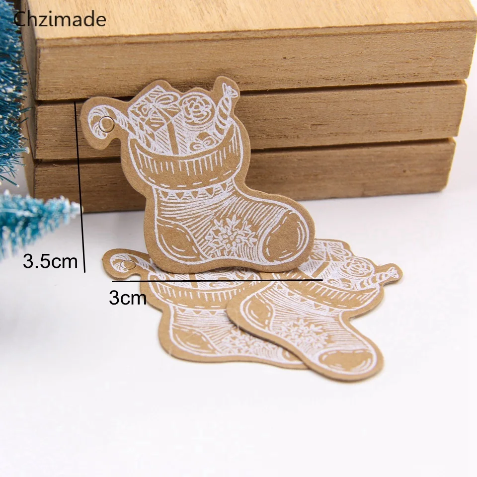 3 Lychee Life 25Pcs Christmas Series Kraft Paper Tags DIY Crafts Hang Tag With Rope Christmas Party Labels Gift Wrapping Supplies - Цвет: 3