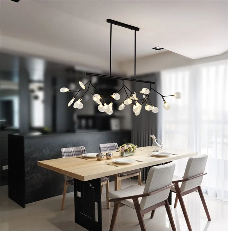 Kobuc Modern Firefly LED G4 Chandelier Light Stylish Tree Branch Glass Chandelier Lamp For Living Room Dining Room Decor Light antique chandeliers