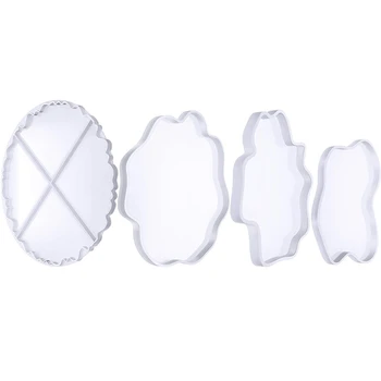 

4 Pieces Silicone Coasters Mold Agate Coaster Molds Irregular Shaped Epoxy Resin Molds for Making Coaster Pendant Bowl Mat Agate