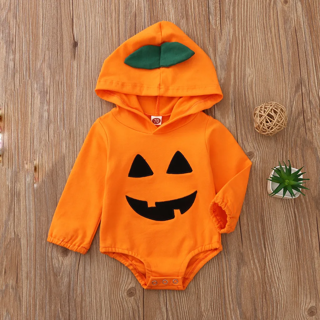 2020 Fashion Newborn Baby Clothes Boys Girls Costume Long Sleeve Halloween Pumpkin Romper Bodysuit Clothes Hot Sell Outfits