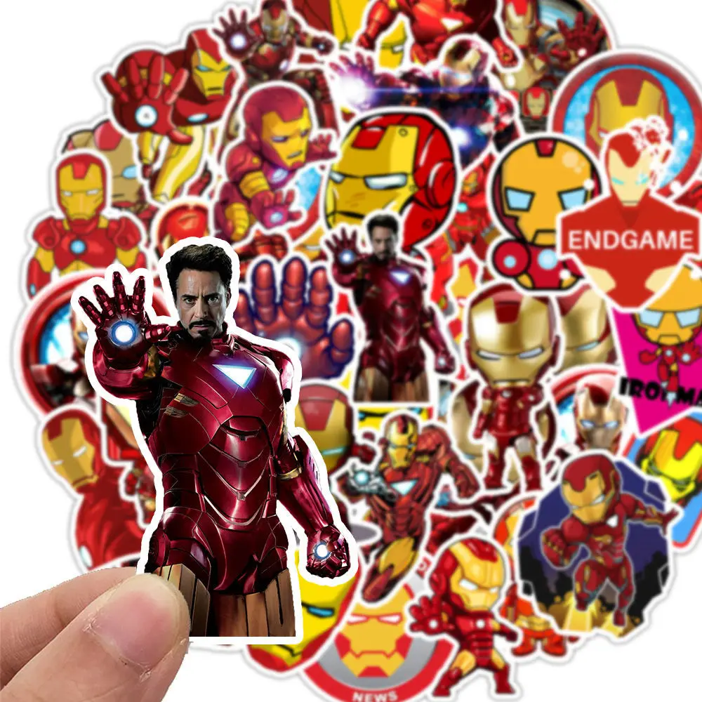 

35 pcs Ironman Cartoon Stickers Marvel Avengers for Laptop Car Styling Phone Bicycles Luggage PVC Waterproof DC Sticker