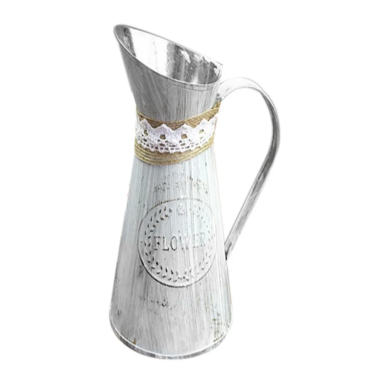 

Best Vintage Vase Old Flower Barrel Flower Shop Furnishings Handmade Rope Iron Flower Pot Art Home Decoration