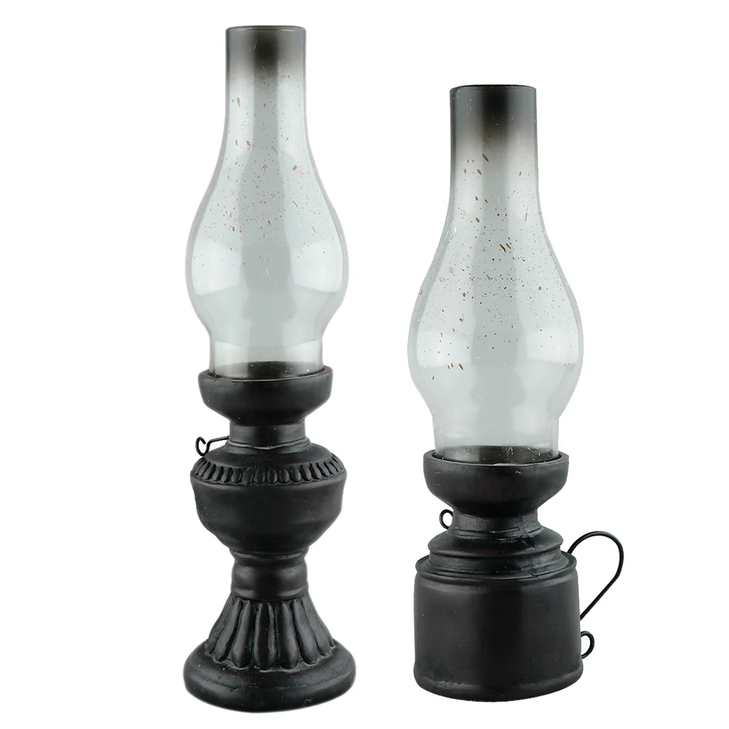 OLD FASHIONED OIL LAMP TEA LIGHT CANDLE HOLDER RESIN RETRO DECOR MEMORABILIA 