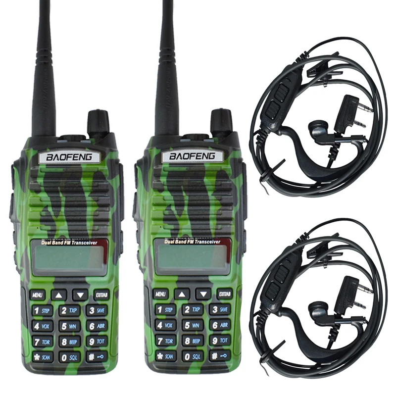 camwithearphone 2 шт./компл. Baofeng UV-82 иди и болтай Walkie Talkie UV 82 Портативный двусторонней радиосвязи Dual PTT Любительское радио, Си-Би радиосвязь радиостанции УКВ UV82 охотничий оптический трансивер - Цвет: camwithearphone