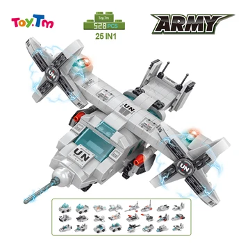 

528Pcs 25 in 1 City Model Army Military Technic Building Blocks Sets DIY Stacking Compatible Bricks Educational Toys For Boys