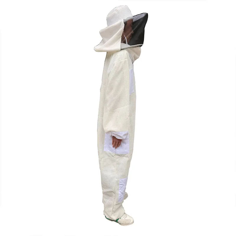 1 set beekeeping suit white Three layer mesh breathable bee clothing for beekeeper clothing costume personal equipment bee suit