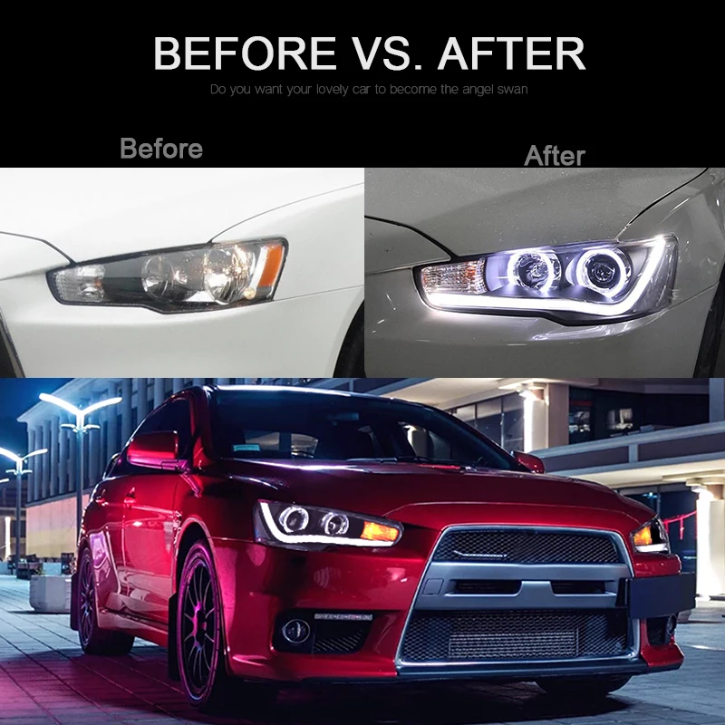 CNSUNNYLIGHT For Mitsubishi Lancer 2008-2017 Car Headlight Assembly Case LED DRL Turn Signal Projector Lens H7 H1 Plug and Play (1)