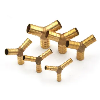 

Hose Barb "Y" Type Brass Barbed Tube Pipe Fitting Tee 3 way Connector Adapter With Valve For Fuel Gas Water gold