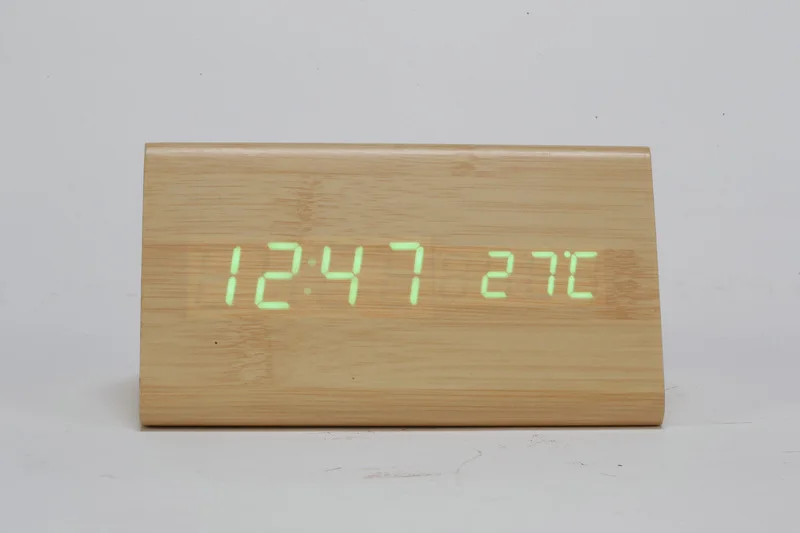 Creative LED Mute with Numbers Alarm Clock Night Light Voice Multi-functional Wood Clock Smart Dual Display Electronic Clock Who