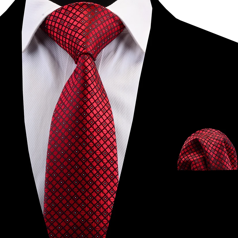 GUSLESON New Necktie Set Quality Floral Wedding Tie Fashion Plaid Striped Paisley Silk Necktie Square Scarf for Party Business