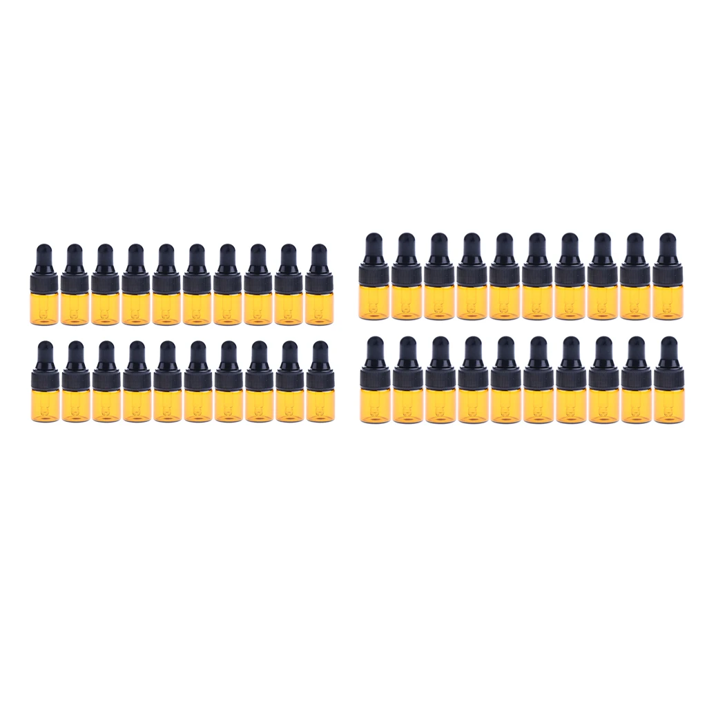 40 Pcs Mini Reagent Dropper bottles Amber Glass Liquid Pipette Bottle,Leakproof, 1ml/3ml