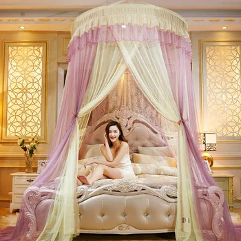 

Round Lace Curtain Dome Princess Queen Canopy Mosquito Nets High Density Princess Bed Nets DEC889