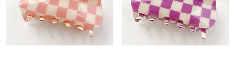 2021 Autumn New Fashion Women Hair Claw Clip Accessories Acrylic Geometric Color Grid For Sweet Girls Shark Hairpins Headdress