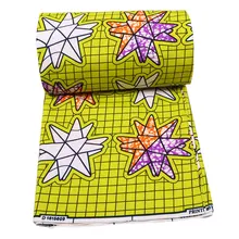 Pagne африканская Вощеная Ткань 6 ярдов \ Набор настоящий голландский воск желтый принт ткань