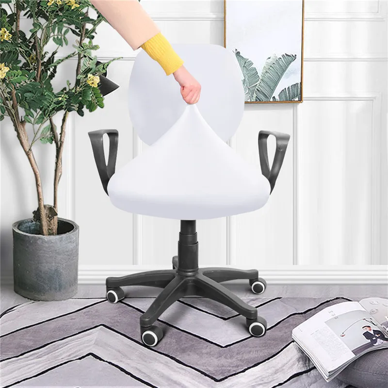 1set Office Computer Chair Covers Polyester Split Seat Cover Office Antidust Universal Solid