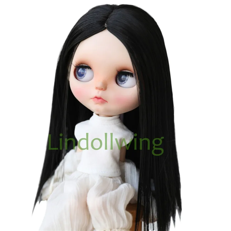 9-10 Zoll Blyth Perücke langes glattes schwarzes Haar 1B