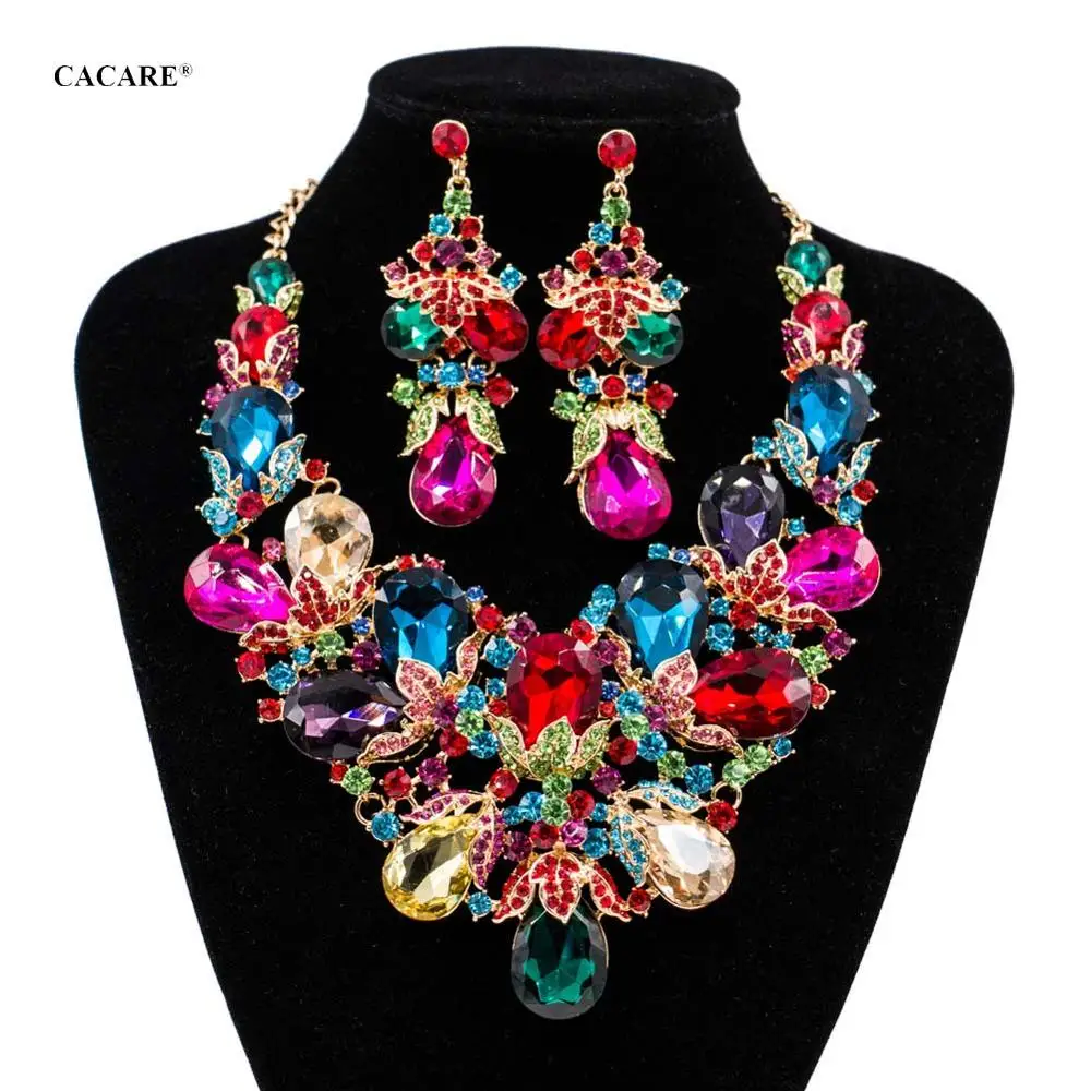 

CACARE Luxury Jewelry Sets Women Costume Big Necklace Earrings Set Jewelery Party Jewels Statement F0303 Multi-Choices