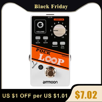 Ammoon-Pedal de efecto para guitarra POCK Looper, 11 repeticiones distintas, máximo 330 minutos, accesorios para guitarra, pedal, guitarra