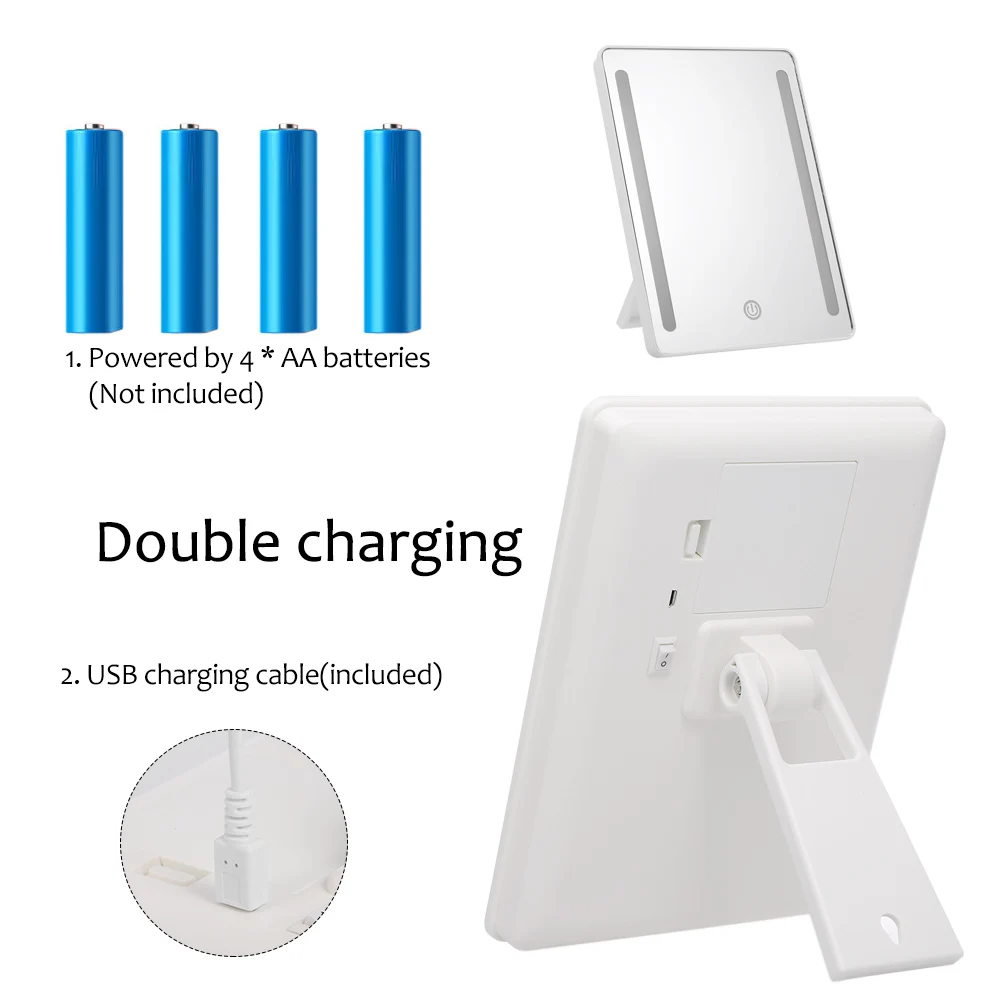 

Makeup Mirror 180 Rotation LED Lighted Mirror with Touch Screen Dimming Portable Convenience Cosmetic Mirror