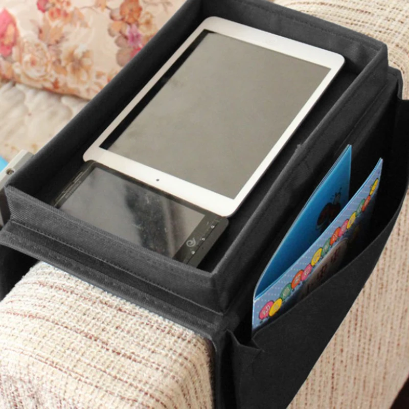 6 Pocket Couch Buddy Remote Control Holder Sofa Arm Rest Organizer Caddy Bag