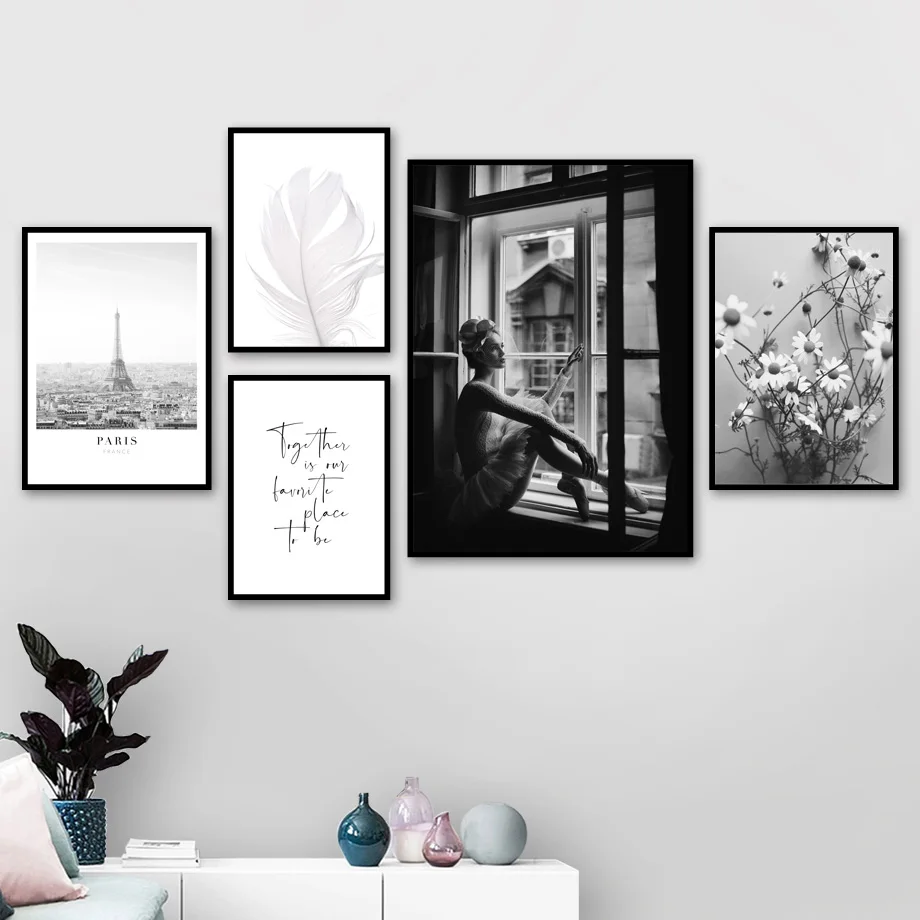 Парижская башня девушка окно перо Настенная картина с ландшафтом холст живопись