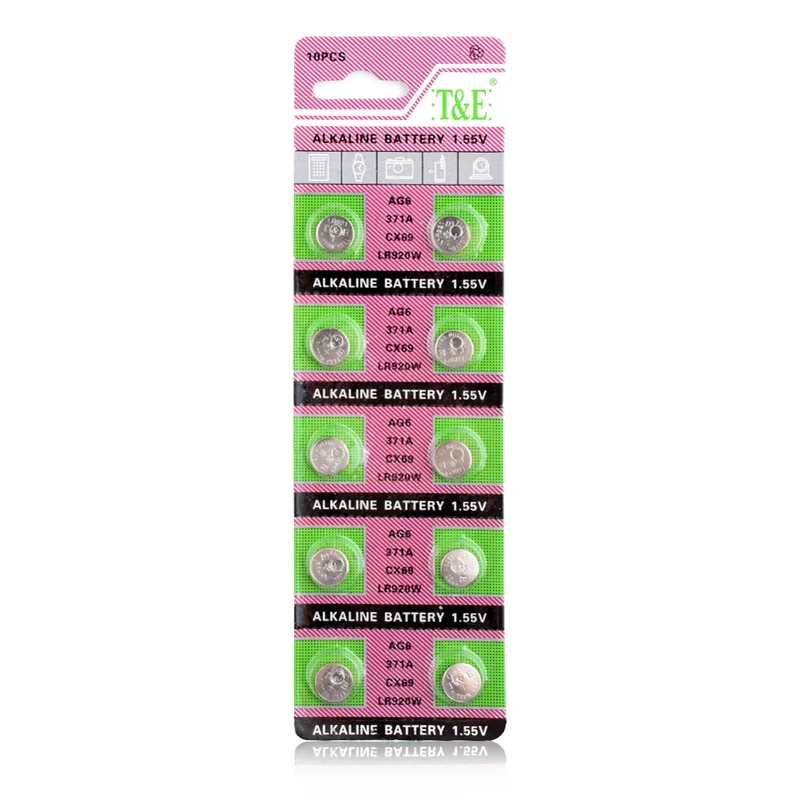 MJKAA 10 шт. AG6 SR920SW 1 5 V щелочная батарейка кнопка 371 D371 605 SR69 батарейки для MP3 пульта