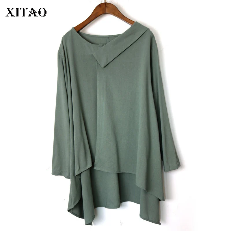 

XITAO Irregular Personality Womens Tops and Blouses Long Sleeve V Neck Shirt 2020 Spring New Women Clothes Fashion Top GCC3266