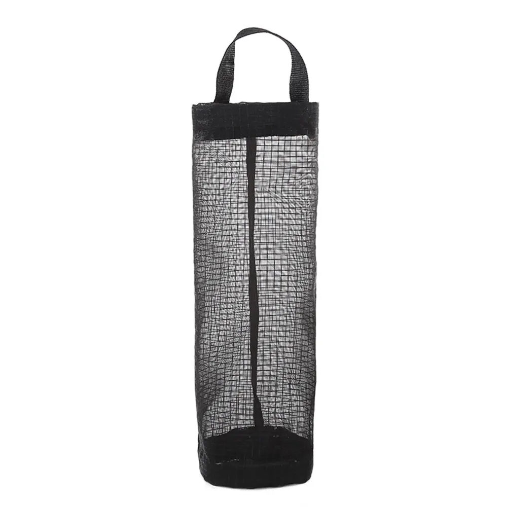 Black Storage Dispenser Terylene Wall Mount Round with Hanging Grocery Bag Holder Portable Kitchen Organizer Space Saver Home - Цвет: Black