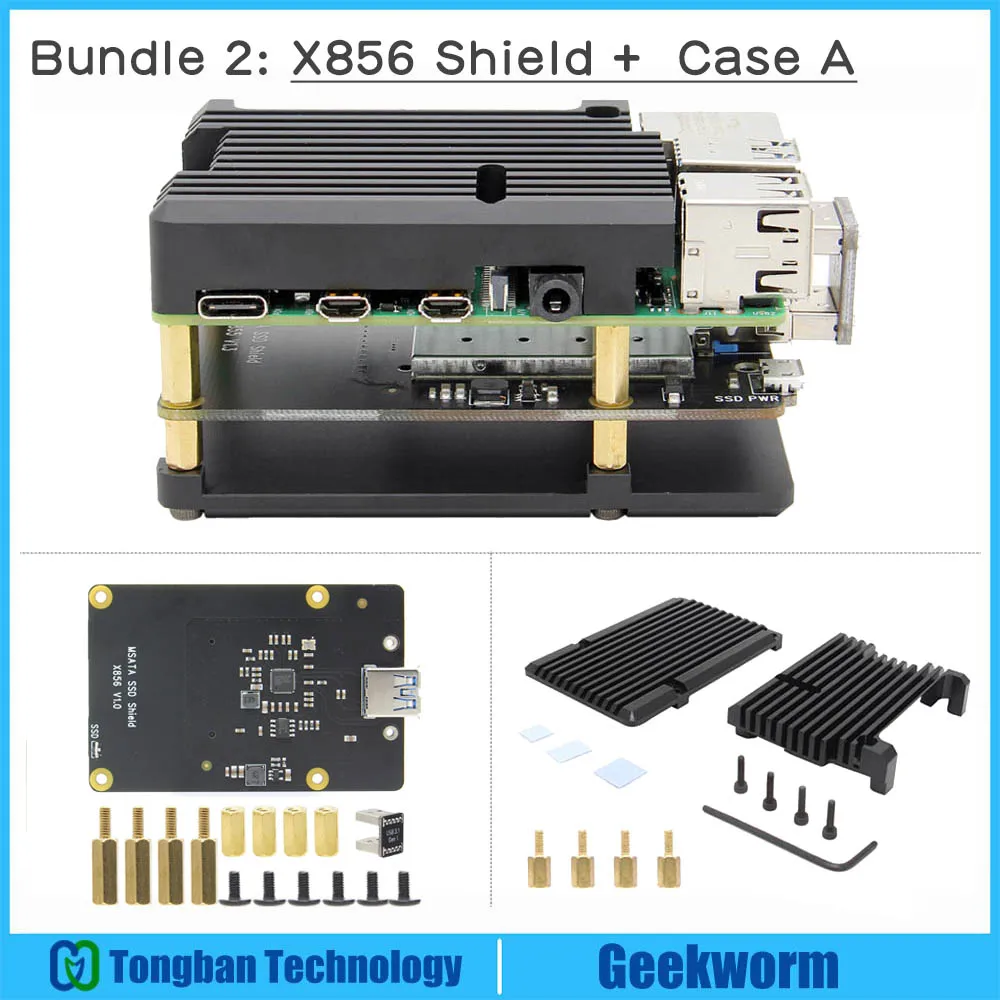 Raspberry Pi 4 mSATA SSD плата расширения хранения X856 V1.0 USB3.1 щит для Raspberry Pi 4B - Комплект: X856 Board and CaseA