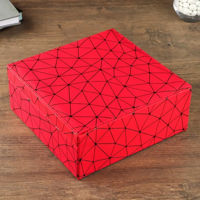 Jewelry Box Pu Jewelry Multi Color Spider Web On Red Leather Jewelry Boxe