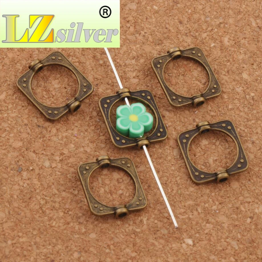 Square Bead Frame Charm Beads 14x15.35mm 300PCS zinc alloy Bronze Pendants Jewelry DIY L764