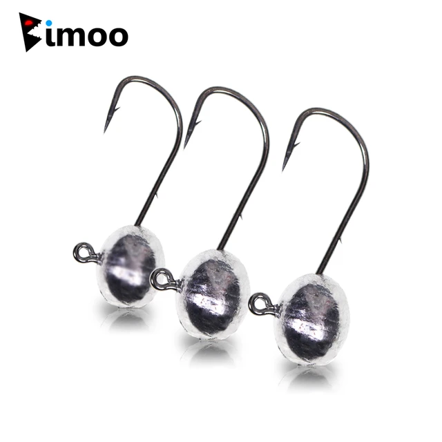 Bimoo 10PCS 2g 3g 4g 5g 90 Degree Oval Weighted Jig Head Jigs Hook