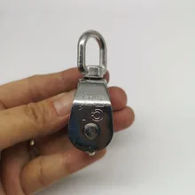 

1pcs M15 Stainless Steel 304 Single Pulley Block Chain Traction Wheel Swivel Lifting Rope without bearing