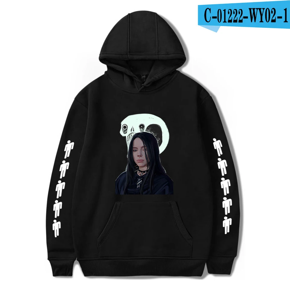 Billie Eilish, толстовки, модная толстовка, женская, Мужская Уличная толстовка, куртка, черные толстовки, плюс размер, одежда, пуловер, толстовки - Цвет: black