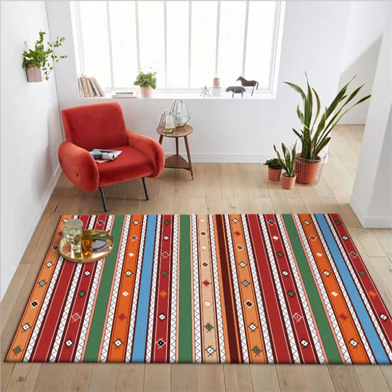 Ковры для коврики для гостиной для детской комнаты Цветной полосатый узор утолщенный ковер коврик для спальни Механическая стирка