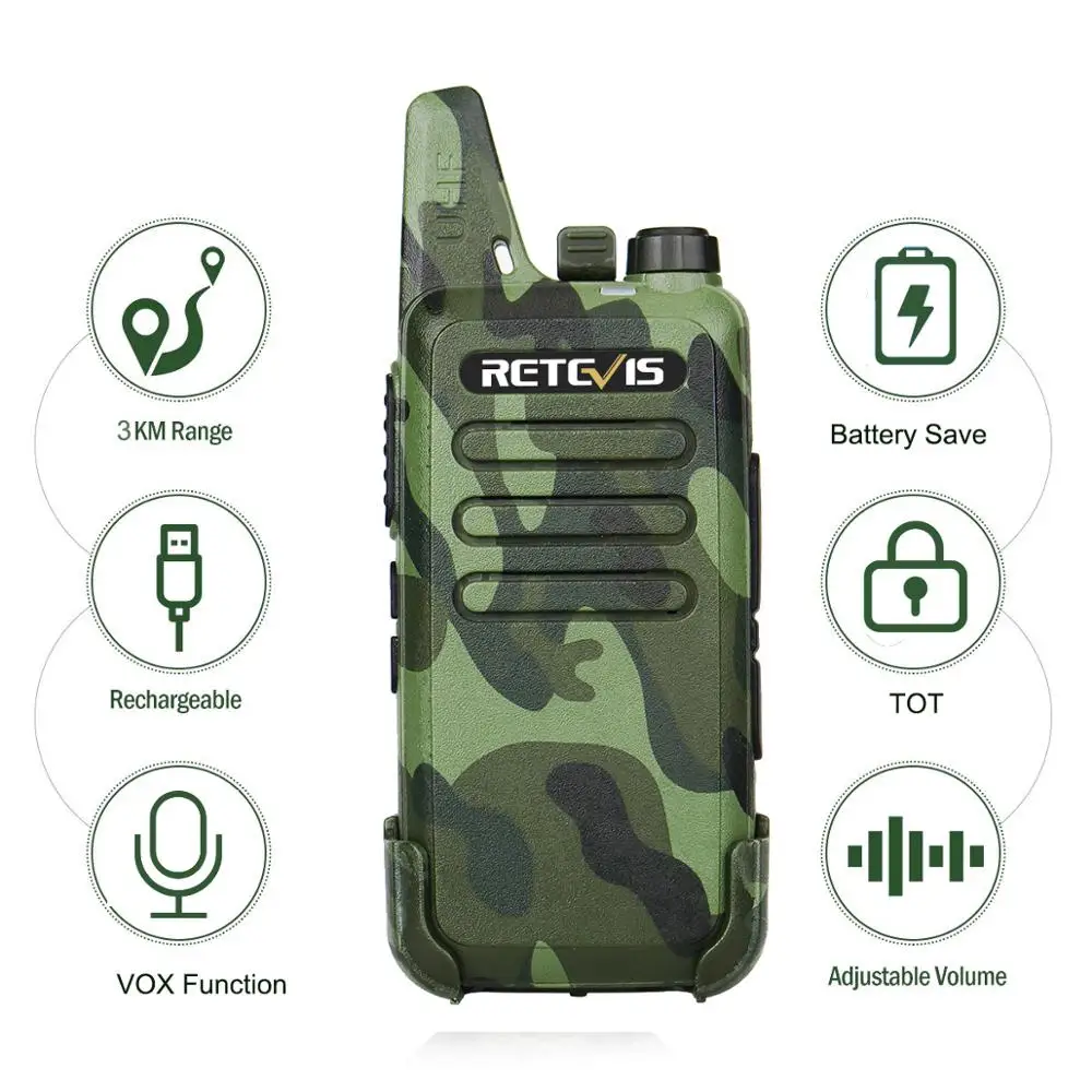 2 шт. RETEVIS RT22 Профессиональная удобная портативная рация Mini FRS VOX USB зарядка UHF двухстороннее радио Comunicador трансивер Woki Toki