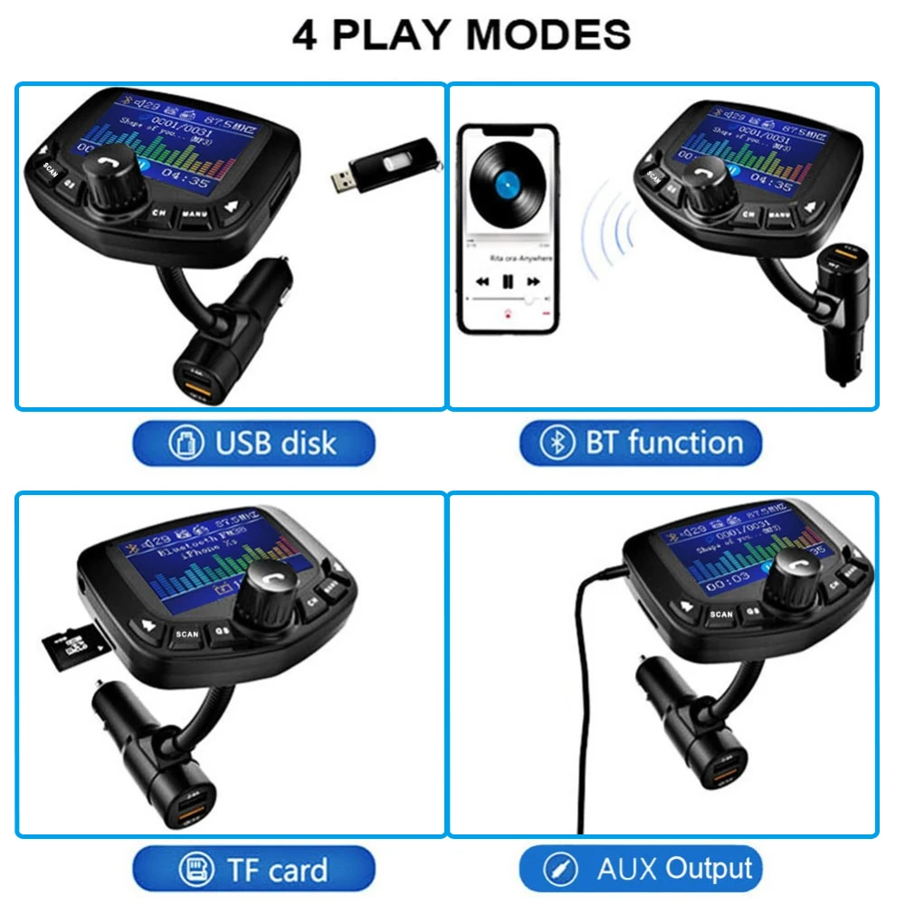 1 8 дюймовый экран Bluetooth Hands free FM модулятор Автомобильный MP3 плеер аудио приемник
