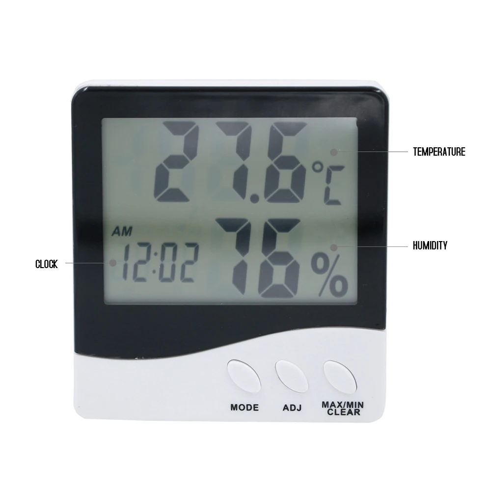 Мини цифровой LCD гигрометр термометр закрытый удобный Температура Сенсор термометр влажности Измеритель с часами