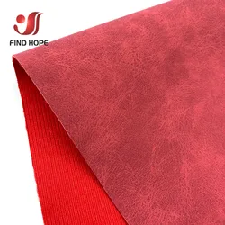 Waterproof Faux Suede Frosted Sheepskin Soft Leather Fabric for DIY Crafts and Upholstery (Red 9)