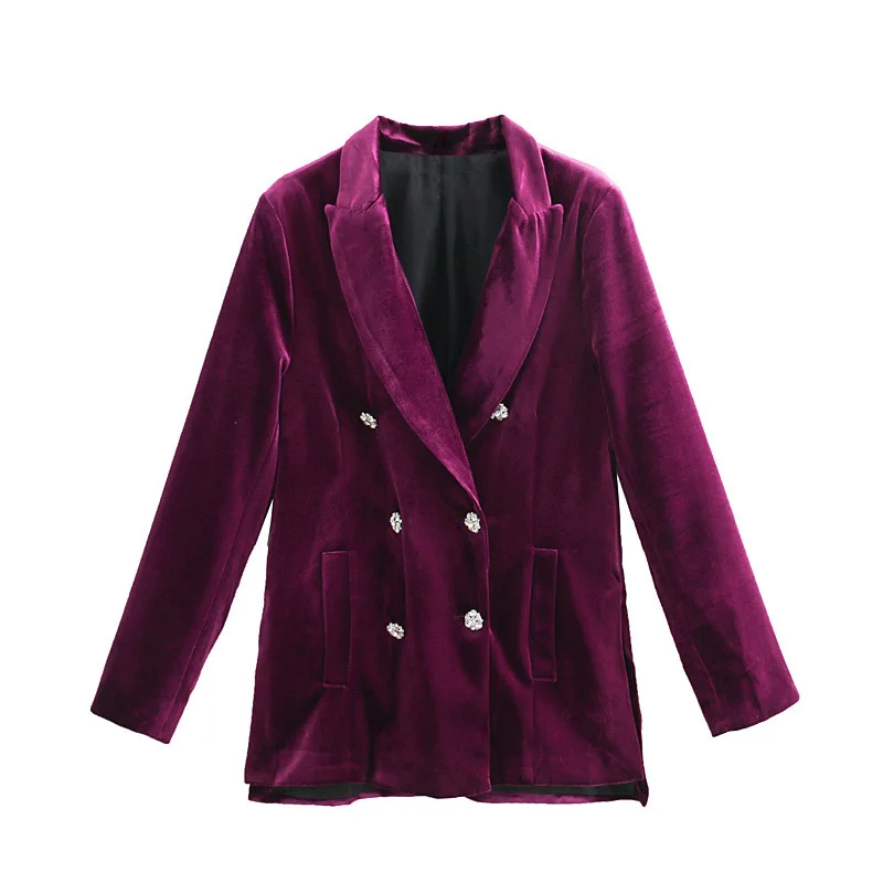 

2018 Western Style Autumn And Winter WOMEN'S Dress New Style Velvet Slit Suit Jacket