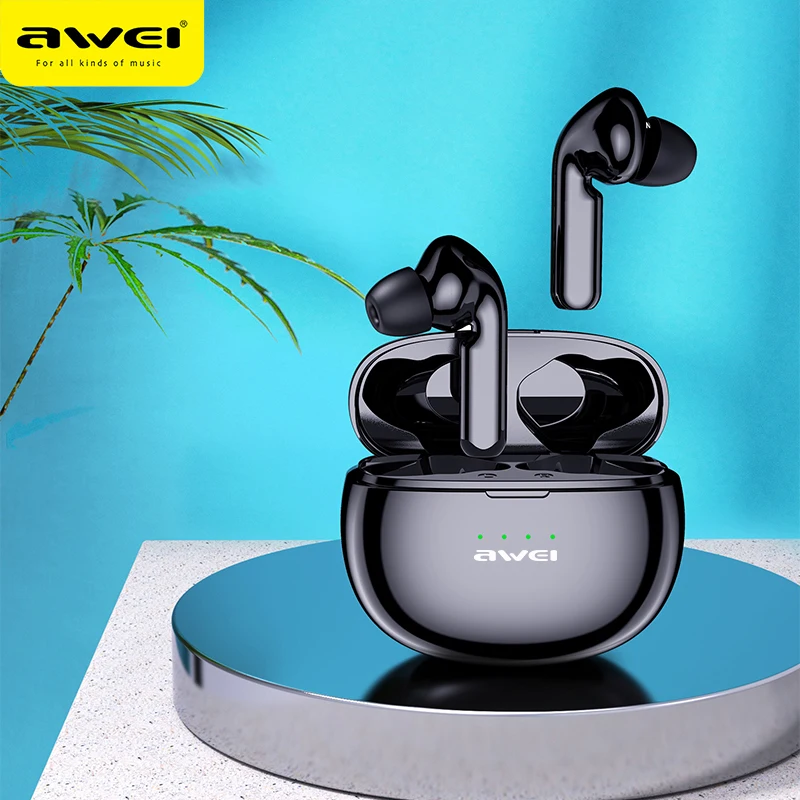 

AWEI T15 Mini TWS Bluetooth 5.0 Wireless Earbuds Touch Control For Gaming Headset With Microphone Noise Cancelling Earphones