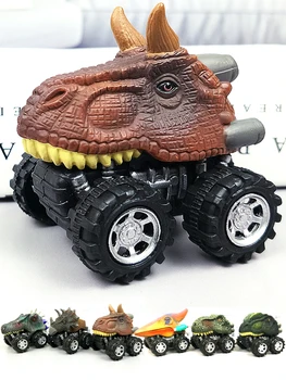 

6pcs 6 styles High-quality Children's Day Gift Toy Dinosaur Model Mini Toy Car Back Of The Car Christmas Gift Truck Hobby