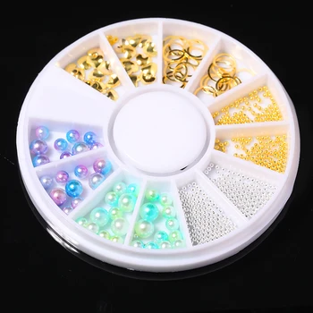 

1 Box Pearl Seashell Starfish Beads Nail Rhinestone Summer Series Simple Mix Pattern 3D Nail Art Decoration In Wheel Accessories