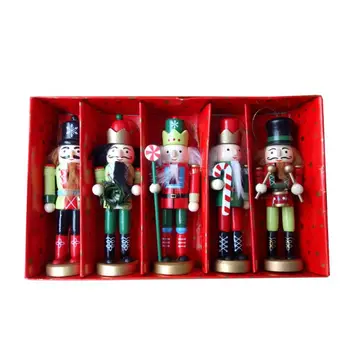 

5pcs/set Wooden Nutcracker Doll Soldier Miniature Figurines Vintage Handcraft Puppet New Year Christmas Ornaments Home Decor