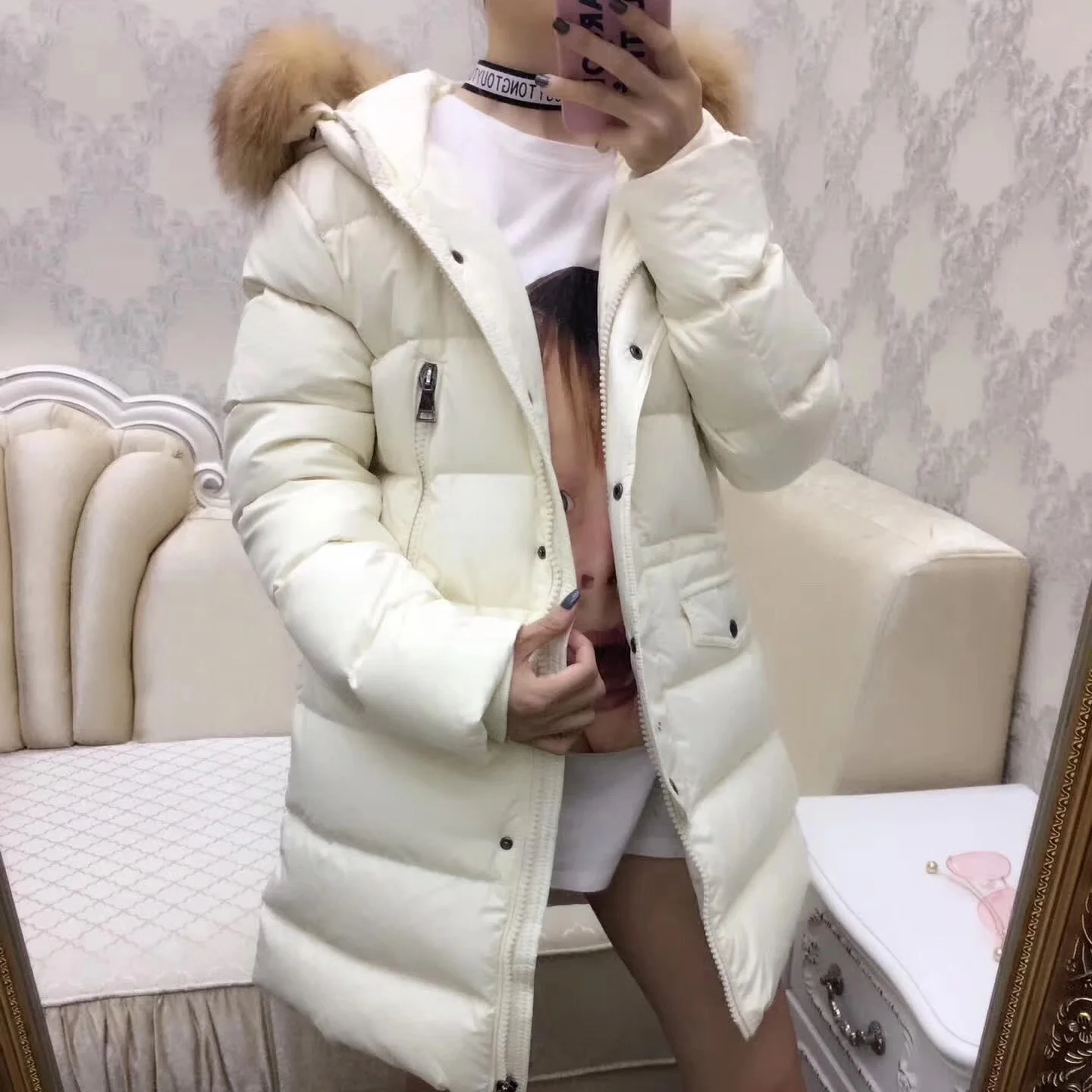 Модный пуховик, Женское зимнее пальто, куртка, верхняя одежда, меховой воротник, с капюшоном, женский длинный, Повседневный, теплый, женский пуховик, парка, бренд