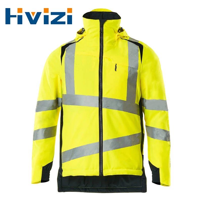 reflectante de invierno para abrigo de trabajo de grueso con capucha, ropa de hi vis, impermeable para la lluvia|Ropa de seguridad| - AliExpress