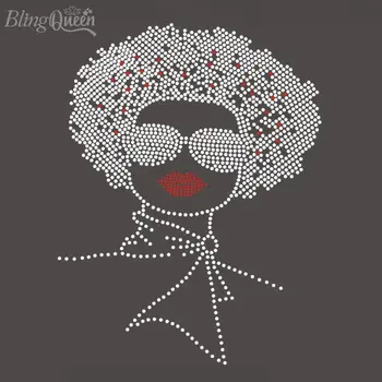 

BlingQueen 25PCS/LOT Korean Hot Fix Rhinestones Iron On Transfers Motif Iron On Crystal Transfers Afro Chic Design